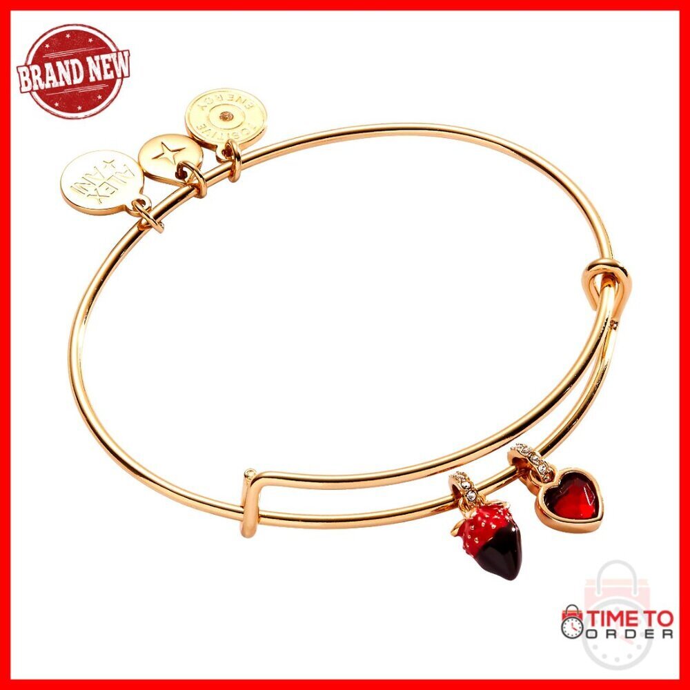 Gold Tone Bangle Bracelet Adjustable Fit Crystal Charm Elegant Everyday Wear